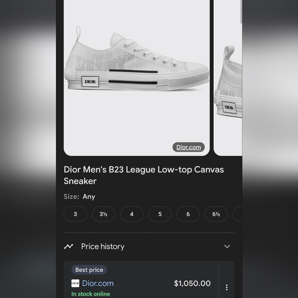 Dior Beige and White Canvas Sneakers - Picture 2 of 2